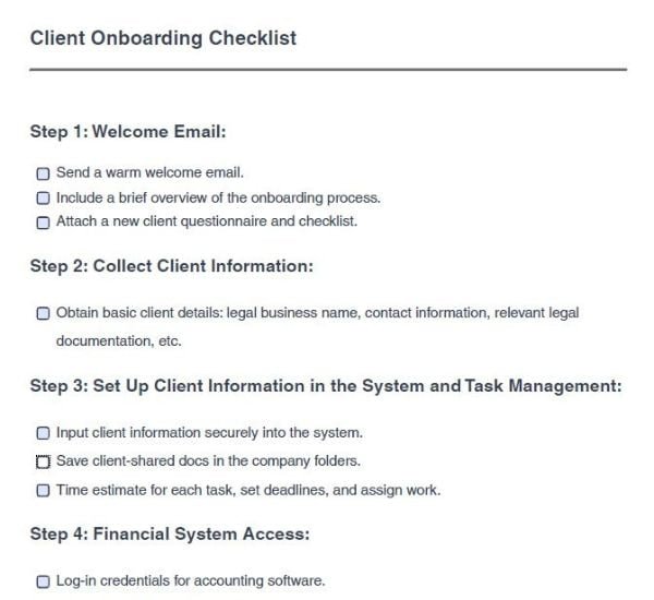 Accounting Client Onboarding Checklist