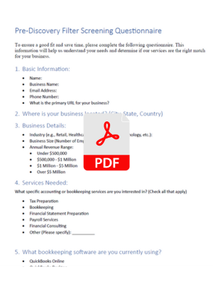 Pre-Discovery Call Screening Questionnaire