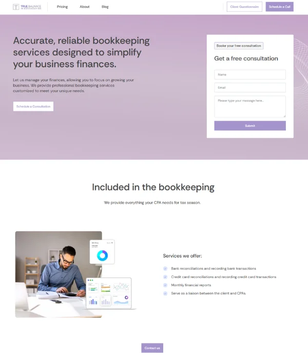 accounting website template for bookkeepers